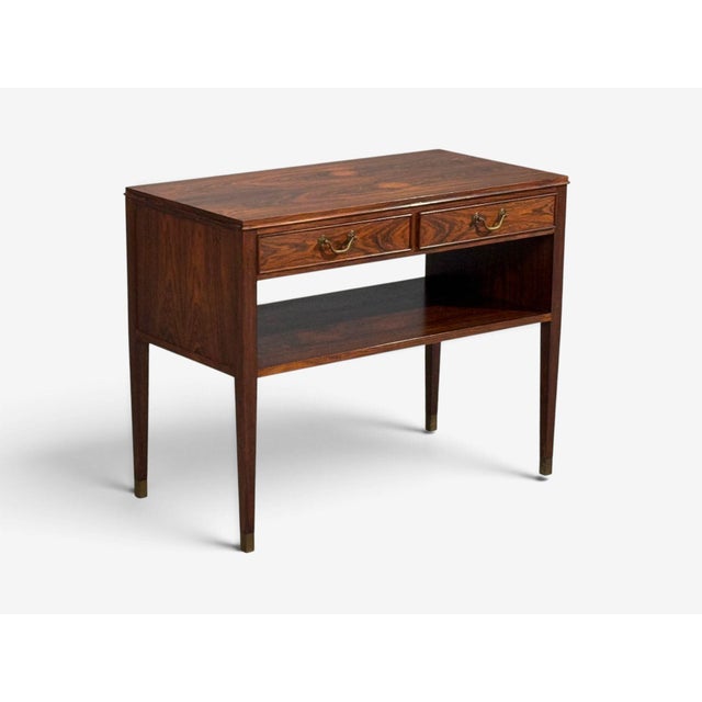 Danish Modern, Small Console or Cabinet, Rosewood, Brass, Denmark, 1950s For Sale - Image 4 of 14