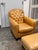 Crate & Barrel Rollins Camel Leather Button-Tufted Chair + Ottoman For Sale - Image 11 of 12