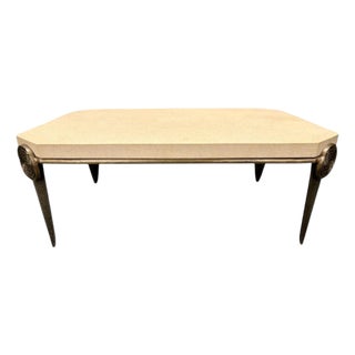 Tom Corbin Bronze and Limestone Cocktail Table For Sale