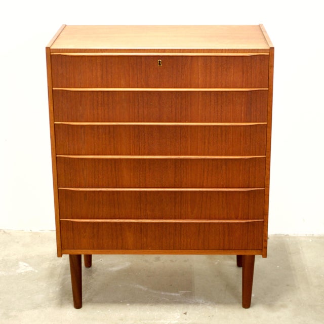 1950s Danish Teak Six Drawer Dresser For Sale - Image 4 of 10