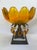 Mid 20th Century Vintage Hollywood Regency Amber Glass Floral Centerpiece Bowl With Crystal Prisms & Marble Base For Sale - Image 5 of 12