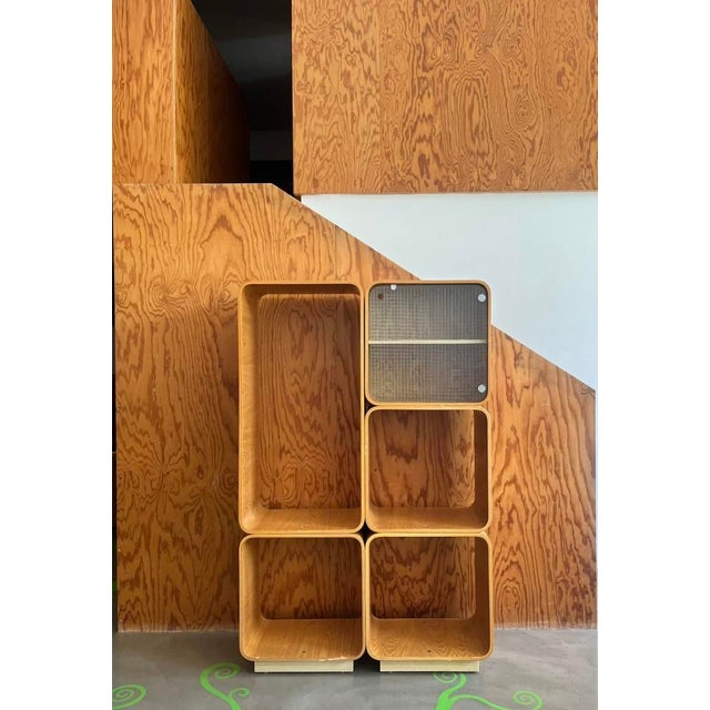 Modular Bookcase in Curved Oak, 1960s For Sale - Image 4 of 4