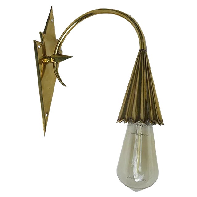 Vintage Art Nouveau Brass Wall Applique For Sale