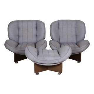 Mid-Century Seating Set in Oak, Czech, 1960s, Set of 3 For Sale