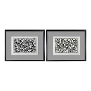 2 Jean Dubuffet Lithograph Double ~ Ltd. Ed. - Vacuum Forms W/Frame (Set of 2)