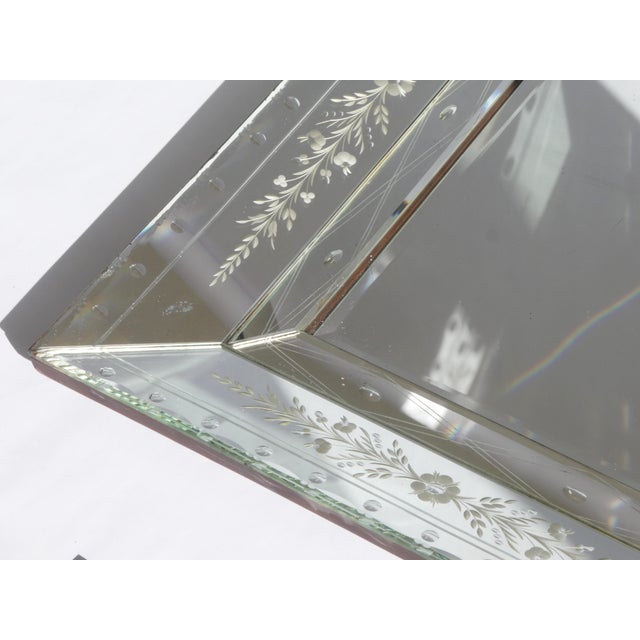 Large Vintage Venetian Rectangular Ornate Wall Mirror with Beveled Glass, Italy, 1920s For Sale - Image 9 of 13