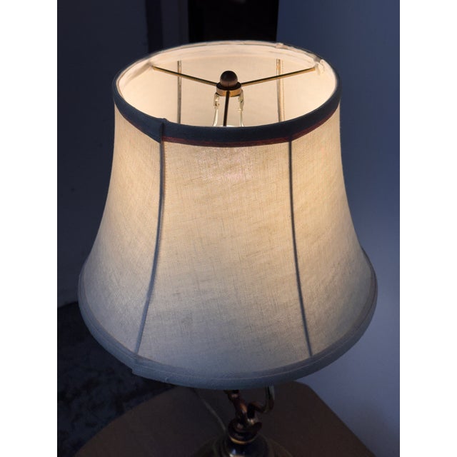 Lyre Form Brass Tone Table Lamp, Vintage For Sale - Image 10 of 12