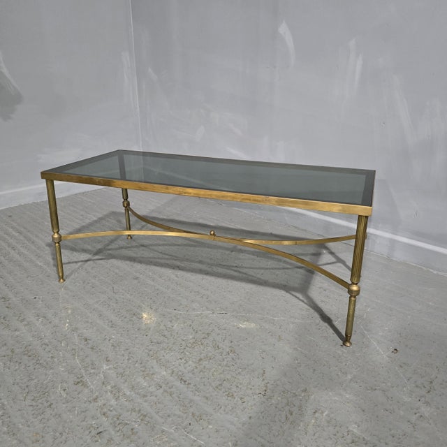 Gray French Brass Coffee Table from Jansen Maison, 1930 For Sale - Image 8 of 8