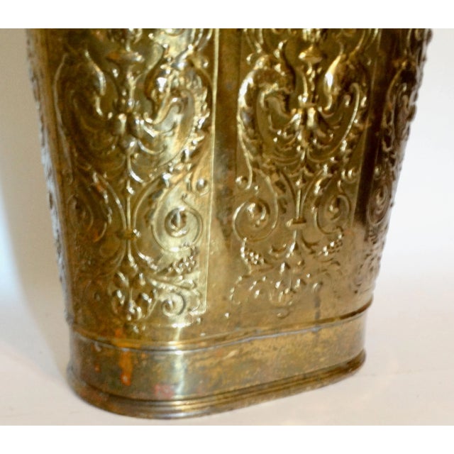 Early 20th-Century English Embossed Gilt Brass Umbrella / Stick Stand For Sale - Image 9 of 12