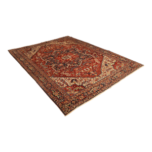 Antique Hand Knotted Persian Heriz Room Size Rug 12' X 15'