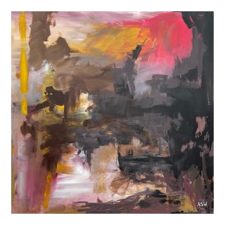 Black Yellow & Red Abstract Expressionist Art by Contemporary British Angela Wakefield Artist 2022 For Sale