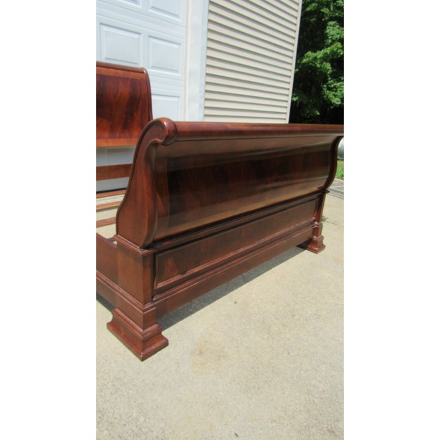 Traditional Lane Cherry Sleigh Queen Bed Bedframe Designer For Sale - Image 3 of 9