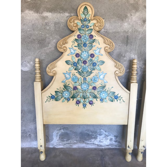 Pair 1950s Mexican Headboards, Hand Painted & Embellished Chairish