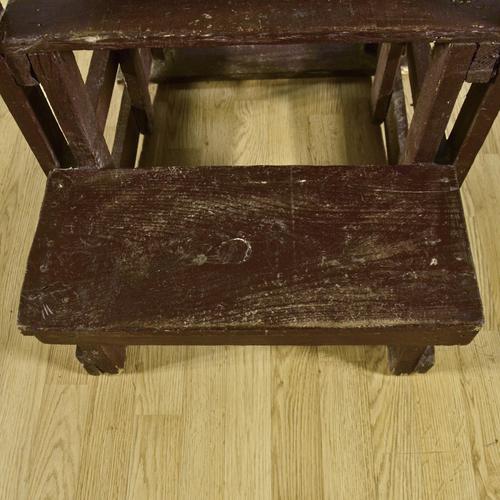 Wood Antique Repainted Wooden Library Staircase, Late 19th Century For Sale - Image 7 of 9