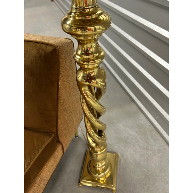 1970s Solid Brass Triple Helix Floor Lamp For Sale - Image 4 of 5