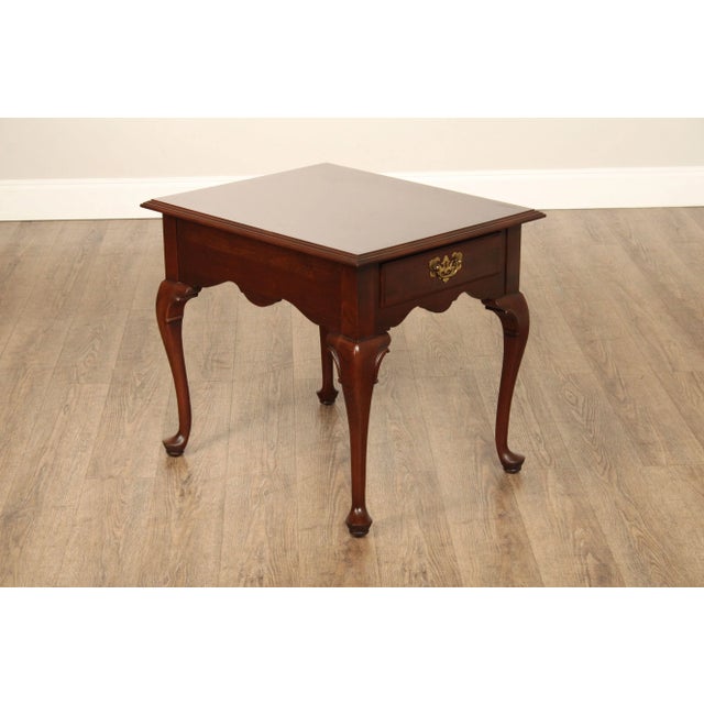 High Quality American Made Cherry One-Drawer Side Table with Scallop Carved Apron.
