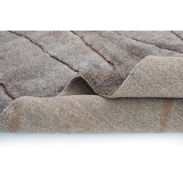 Subtle Diamond-Lattice Hand-Knotted Moroccan Wool Rug | 7'7" X 6'1" | One of a Kind For Sale - Image 6 of 8