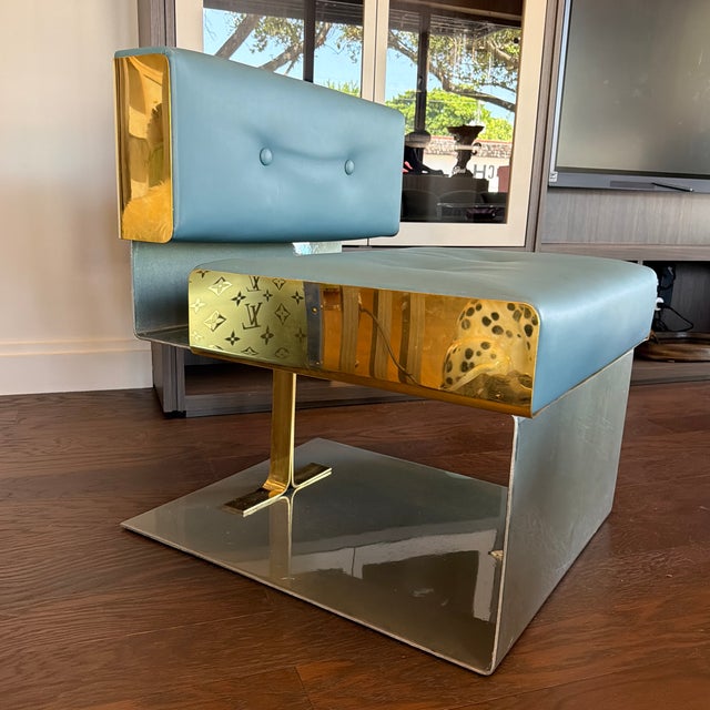 Pair of Stainless Steel Frame Lounge Chairs For Sale In Miami - Image 6 of 8