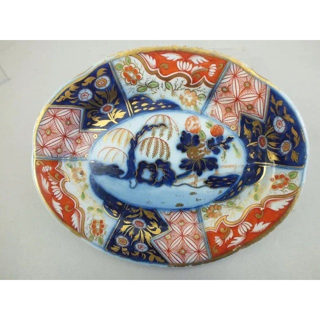 19th Century English Regency Coalport Porcelain Imari Rock & Tree Pattern Oval Platter For Sale - Image 9 of 10