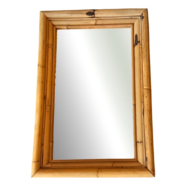 Vintage Spanish Mirror in Natural Bamboo, 1950 For Sale