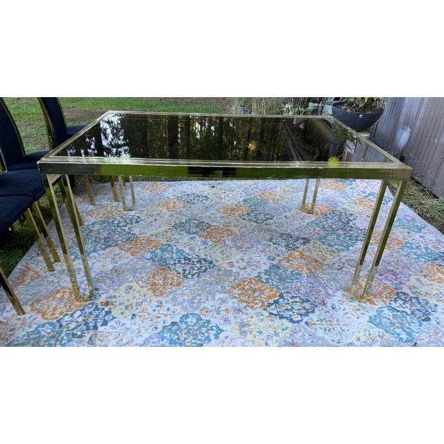 Glass 1970s Hollywood Regency Smoked Glass Dining Room Table and Chairs For Sale - Image 7 of 12