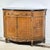 An early 20th century Neoclassical style inlaid satinwood demilune commode, bar or server cabinet with an original bow-...
