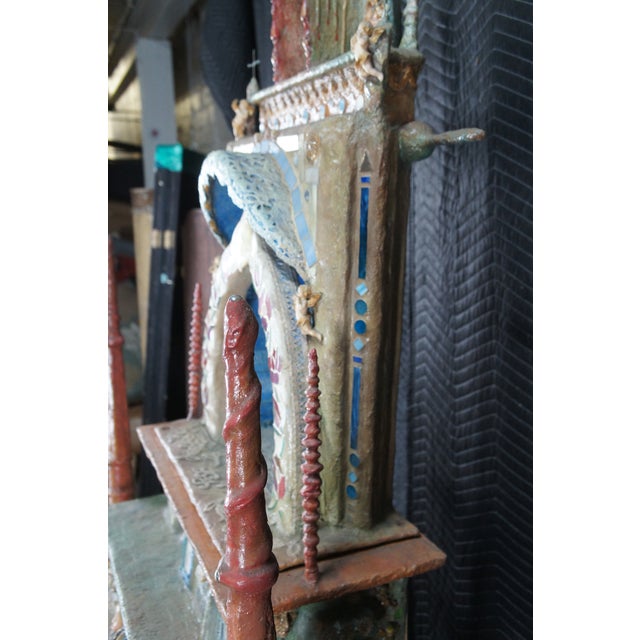 1990s Ann Ruff Large Figural Tiered Folk Art Sculpture Altar Church Shrine Statue 91" For Sale - Image 15 of 18