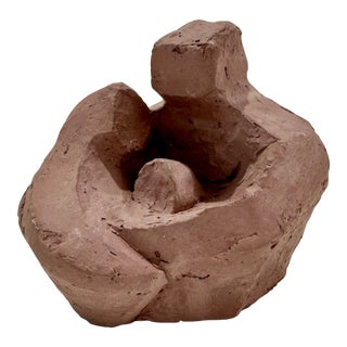 Larry Mohr Terracotta Abstract Family Sculpture Signed From Artist Estate For Sale