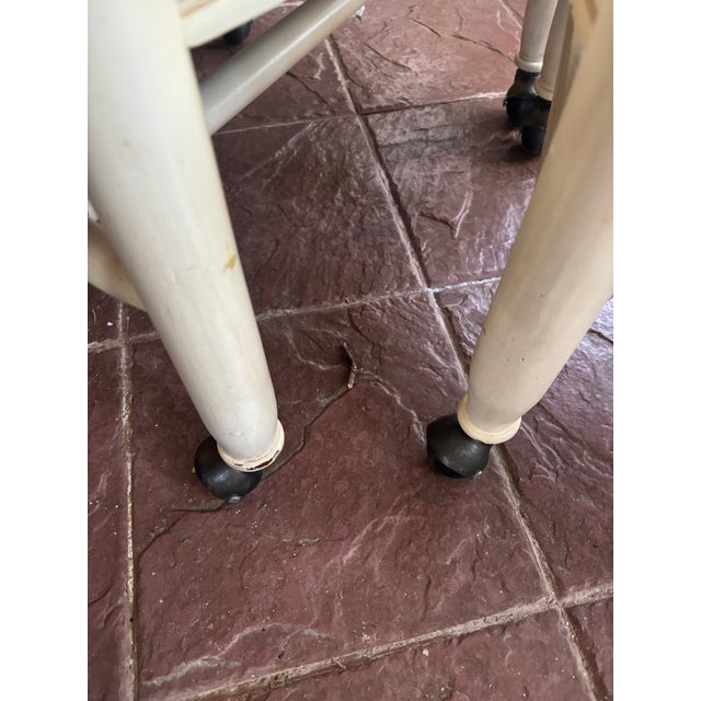 White 1990s Set of 4 Ladder Back French Country Roller Chairs For Sale - Image 8 of 11