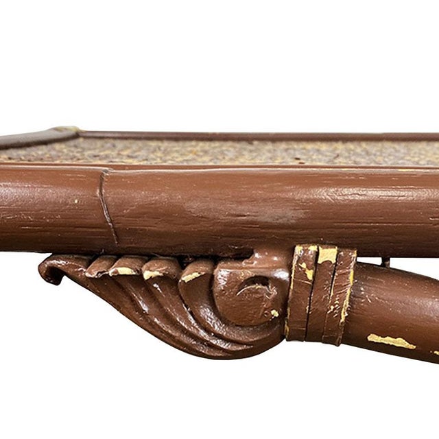 Low Rectangular Brown Rustic Bamboo and Rattan Coffee Table in Brown For Sale - Image 4 of 6