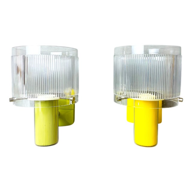 Green and Yellow Acrylic Wall Sconces, 1990s, Set of 2 For Sale