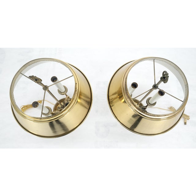 Pair of Unusual Brass Shades Brass Bases Bouillotte Table Lamps MINT! For Sale - Image 12 of 15