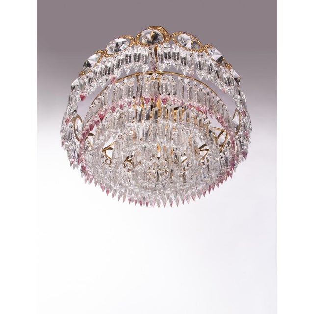 Metal Swarovski Crystal & Brass Chandelier attributed to Palwa, Germany, 1960s For Sale - Image 7 of 16