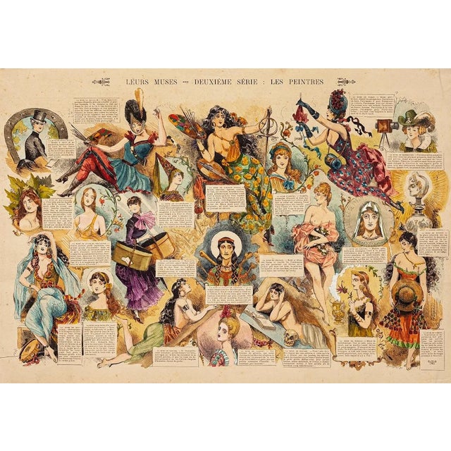 Leurs Muses - Deuxième Serie - Les Peintres - Original Lithograph 1885 1885 For Sale