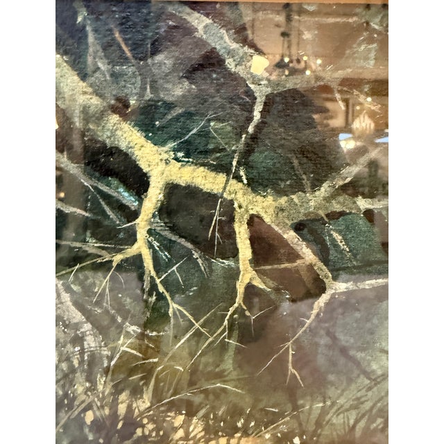 Circa 1972 David Solomon "Summer Woods" Original Watercolor Painting, Framed For Sale - Image 10 of 12