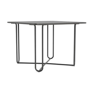 Brown Jordan Walter Lamb Aluminum 38" Square Dining Table, Glass Top, Textured Pewter frame For Sale