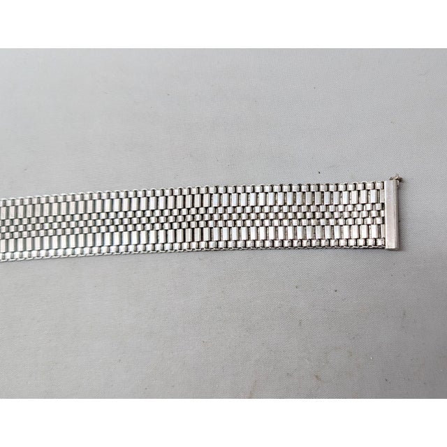 Silver Vintage C1980 Signed Monet Rhodium Plated Mesh Bracelet For Sale - Image 8 of 8