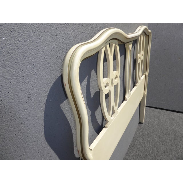 Vintage French Provincial Country Off White Twin Headboard & Footboard