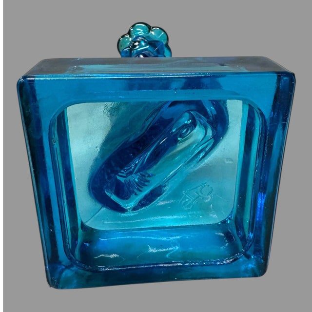 Blue Vintage Cobalt Blue Figural Dolphin Pressed Glass Candlestick For Sale - Image 8 of 10