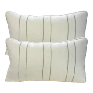 Pair of Soft Blue Aviary Lumbar Pillows For Sale
