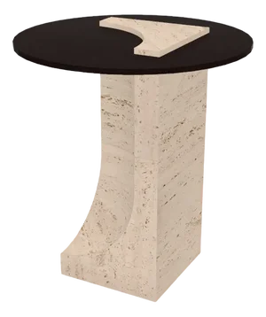 Edge Side Table in Travertino Marble and Dark Oak by Ferriano Sbolgi for Collector Studio