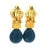 1980s Italian Carved Lapis Topaz Diamond 18k Gold Drop Earrings, Pair For Sale - Image 9 of 17