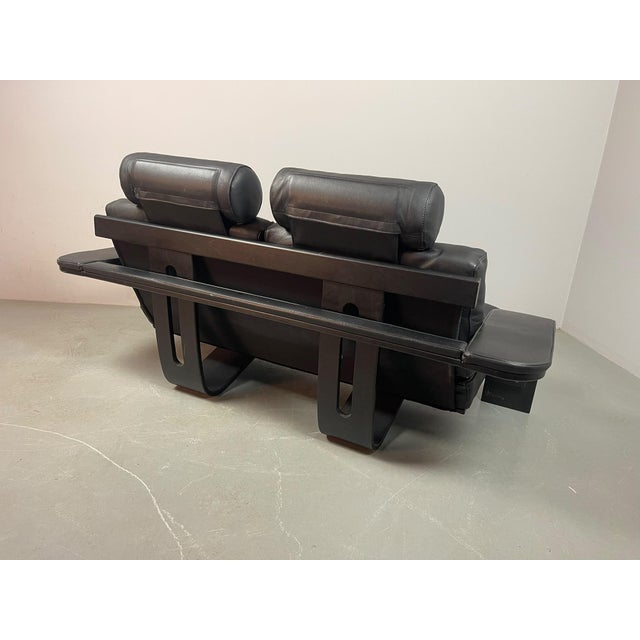 Kroken 2-Seater Sofa in Black Leather by Åke Fribytter for Nelo Möbel, Sweden, 1970s For Sale - Image 14 of 15