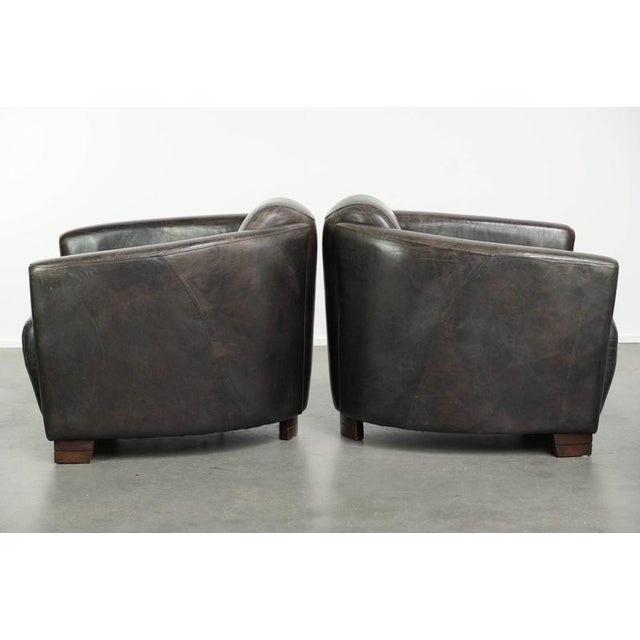 Vintage Club Chairs in Cowhide Leather, Set of 2 For Sale - Image 4 of 15