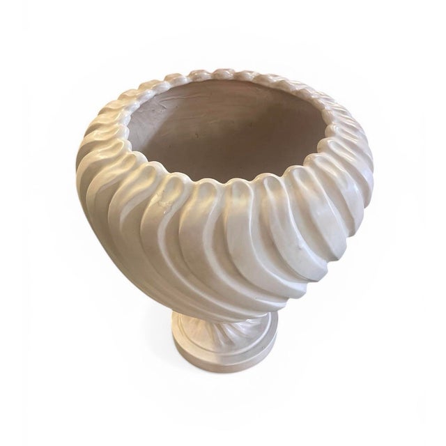 This substantial 22-inch tall vintage Italian vase is a masterclass in texture and form. Featuring a dramatic, high-relief...