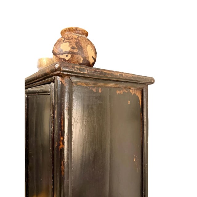 19th Century Chinese Black Lacquered Scholars Cabinet Armoire For Sale In Chicago - Image 6 of 9