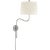 Thomas O'Brien for Visual Comfort Signature Canto Medium Swinging Wall Light in Polished Nickel with Linen Shade For Sale