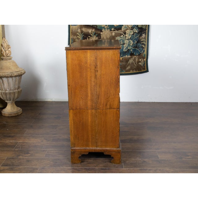 English George III Period 1800s Oak Two Part Geometric Front Five Drawer Chest For Sale - Image 9 of 12