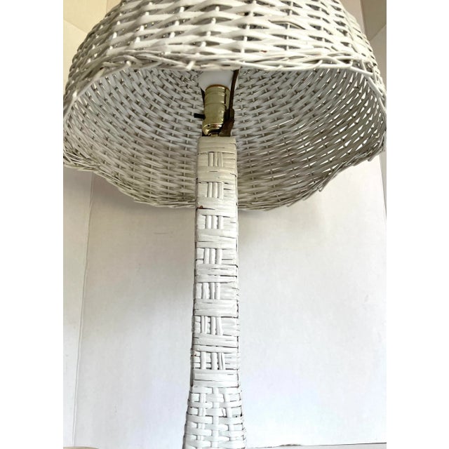 Mid 20th Century Vintage Woven Wicker Rattan Table Lamp For Sale - Image 5 of 13