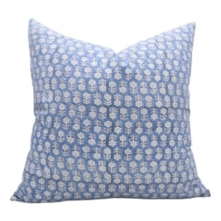 Fabdivine Decorative Block Print Cushion Cover 22x22 Inch Thick Cotton White-Tulsi Buti For Sale